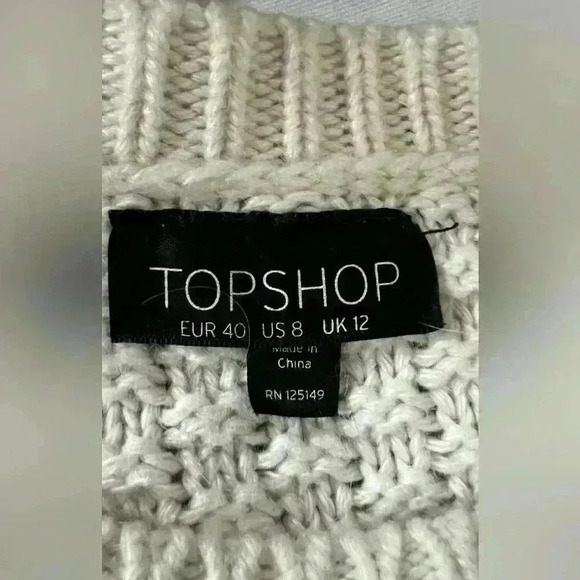 TOPSHOP Cable Knit Fisherman Sweater Chunky Ivory Size 10 acrylic/nylon/angora - Picture 5 of 6